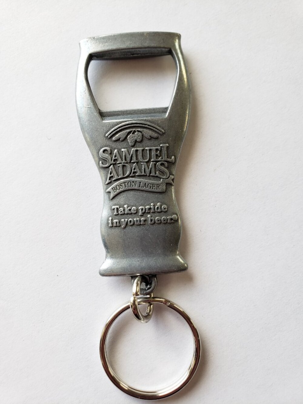 Samuel Adams Boston Lager Pewter Bottle Opener Key Chain Take Pride in Your Beer
